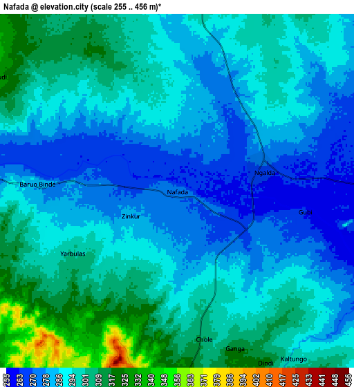 Zoom OUT 2x Nafada, Nigeria elevation map