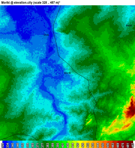 Zoom OUT 2x Moriki, Nigeria elevation map