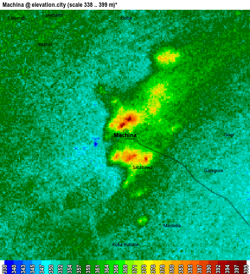 Zoom OUT 2x Machina, Nigeria elevation map