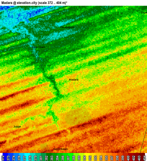 Zoom OUT 2x Madara, Nigeria elevation map