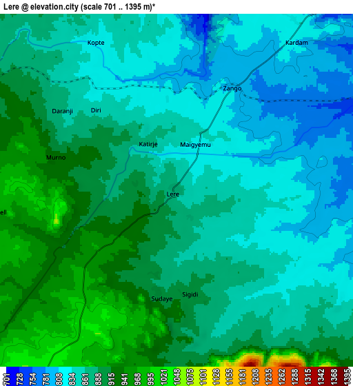 Zoom OUT 2x Lere, Nigeria elevation map