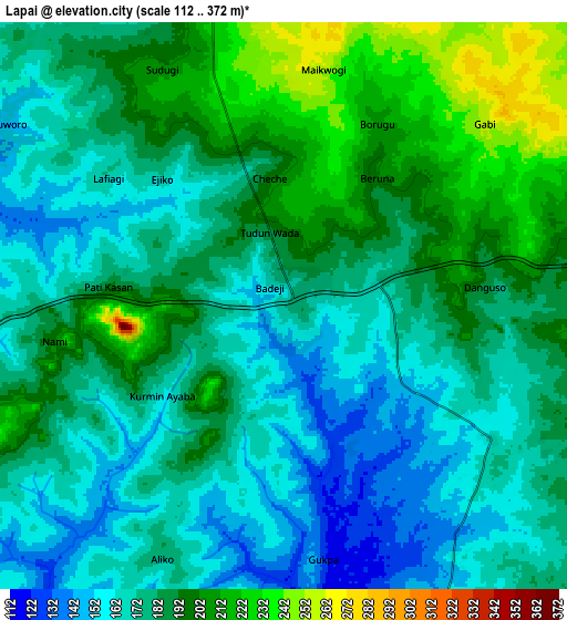 Zoom OUT 2x Lapai, Nigeria elevation map