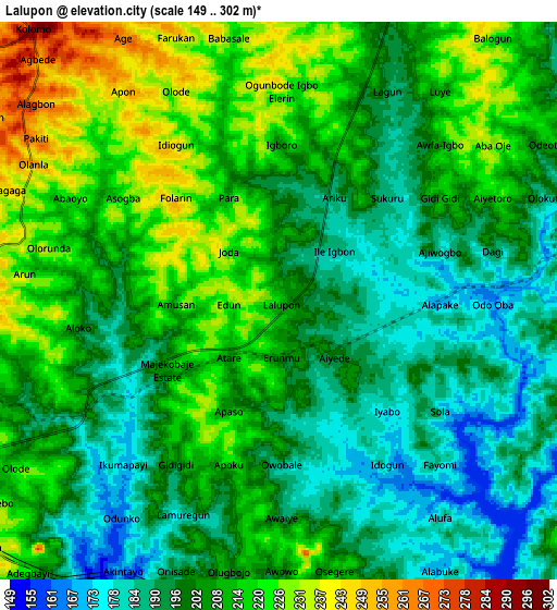 Zoom OUT 2x Lalupon, Nigeria elevation map