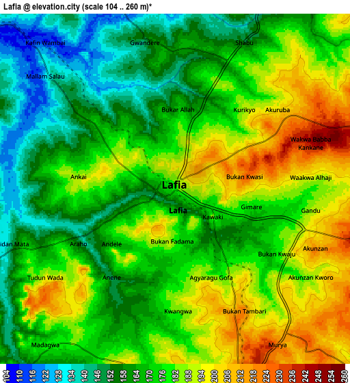 Zoom OUT 2x Lafia, Nigeria elevation map