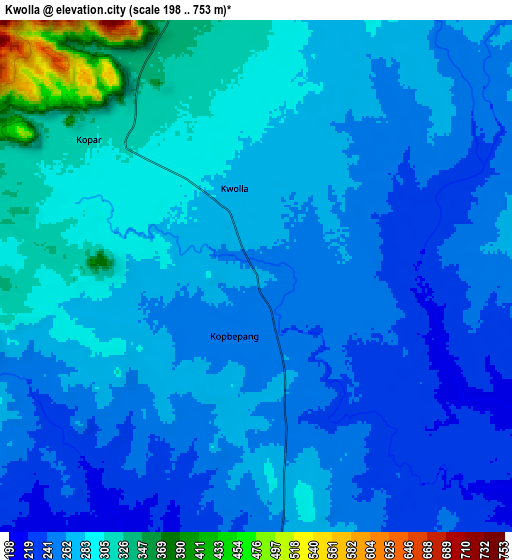 Zoom OUT 2x Kwolla, Nigeria elevation map