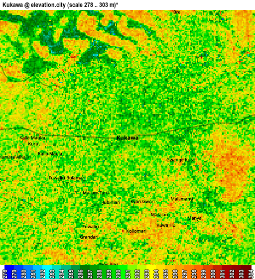 Zoom OUT 2x Kukawa, Nigeria elevation map