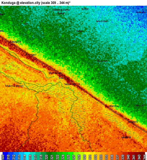 Zoom OUT 2x Konduga, Nigeria elevation map