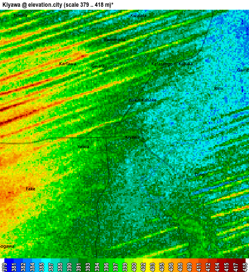 Zoom OUT 2x Kiyawa, Nigeria elevation map