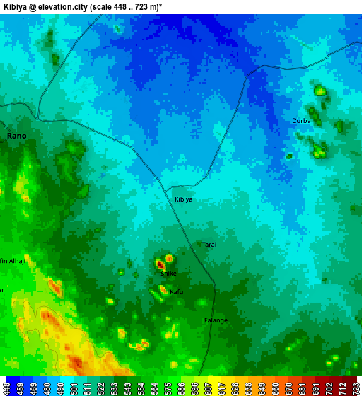 Zoom OUT 2x Kibiya, Nigeria elevation map