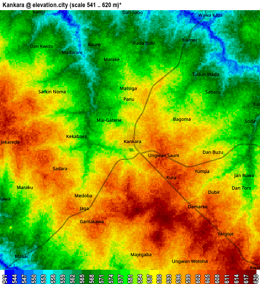 Zoom OUT 2x Kankara, Nigeria elevation map