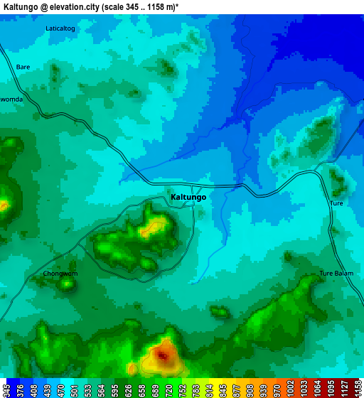 Zoom OUT 2x Kaltungo, Nigeria elevation map