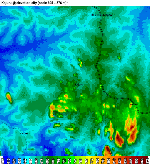 Zoom OUT 2x Kajuru, Nigeria elevation map