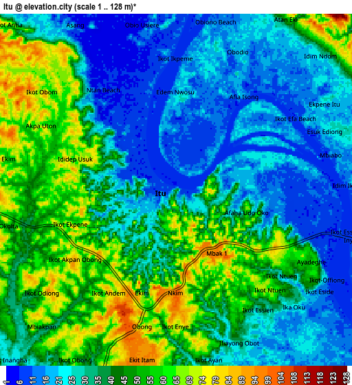 Zoom OUT 2x Itu, Nigeria elevation map