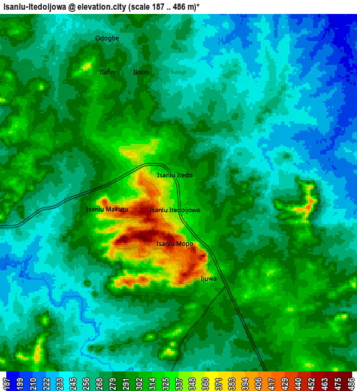 Zoom OUT 2x Isanlu-Itedoijowa, Nigeria elevation map