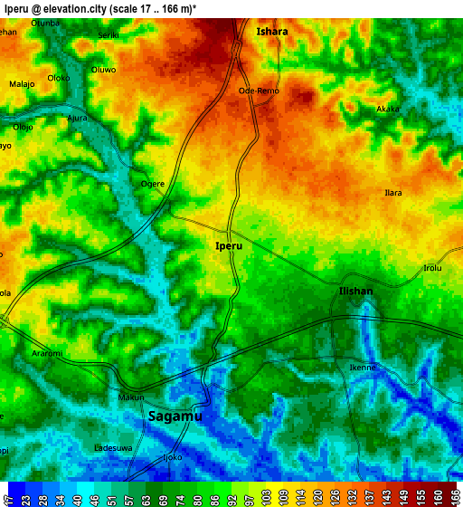 Zoom OUT 2x Iperu, Nigeria elevation map