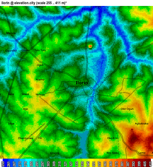 Zoom OUT 2x Ilorin, Nigeria elevation map