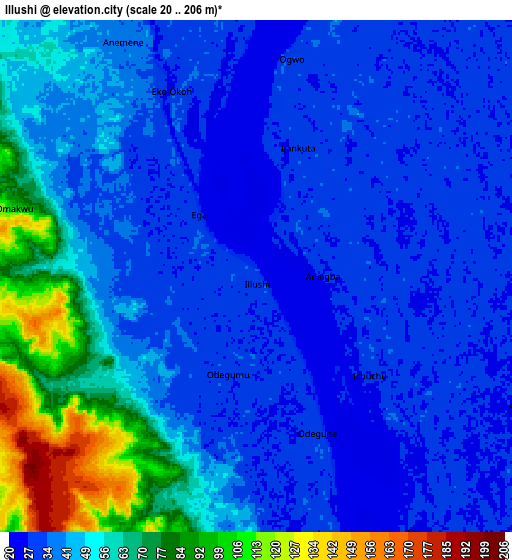 Zoom OUT 2x Illushi, Nigeria elevation map