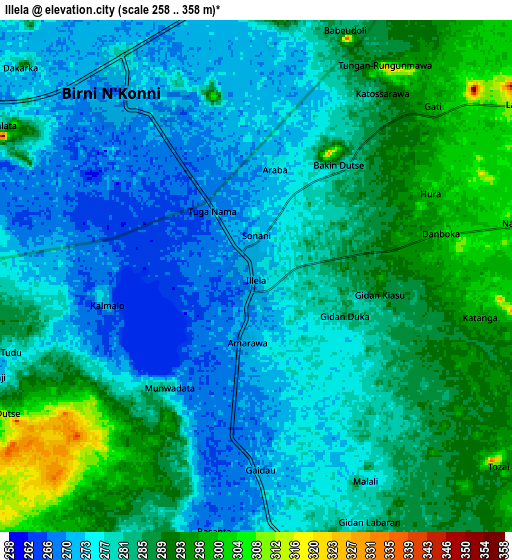 Zoom OUT 2x Illela, Nigeria elevation map