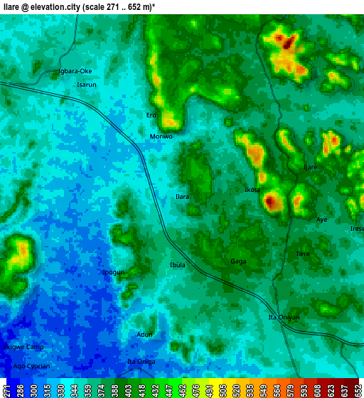 Zoom OUT 2x Ilare, Nigeria elevation map