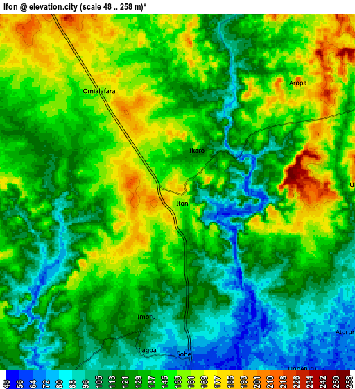 Zoom OUT 2x Ifon, Nigeria elevation map