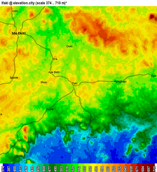 Zoom OUT 2x Ifaki, Nigeria elevation map