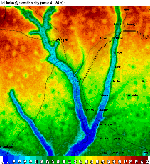 Zoom OUT 2x Idi Iroko, Nigeria elevation map