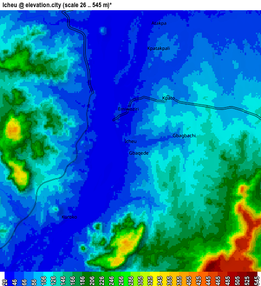 Zoom OUT 2x Icheu, Nigeria elevation map