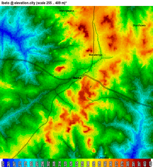 Zoom OUT 2x Ibeto, Nigeria elevation map
