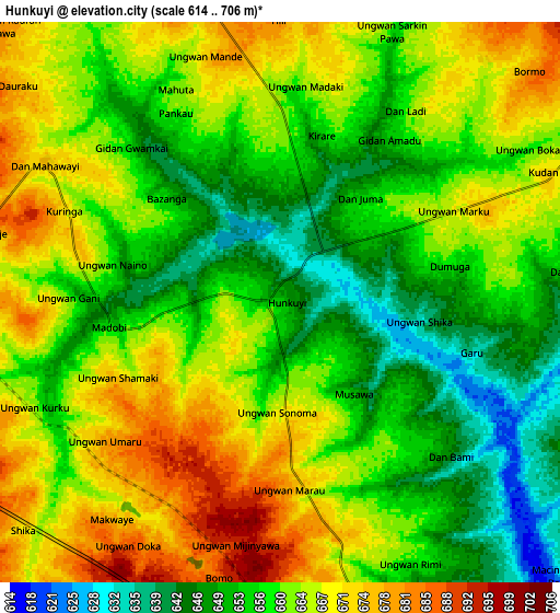 Zoom OUT 2x Hunkuyi, Nigeria elevation map