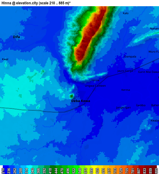 Zoom OUT 2x Hinna, Nigeria elevation map