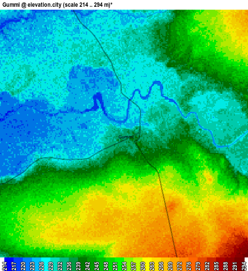 Zoom OUT 2x Gummi, Nigeria elevation map