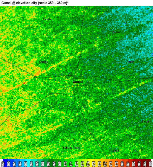 Zoom OUT 2x Gumel, Nigeria elevation map