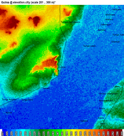 Zoom OUT 2x Gulma, Nigeria elevation map