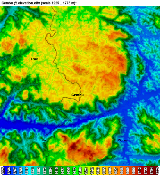 Zoom OUT 2x Gembu, Nigeria elevation map