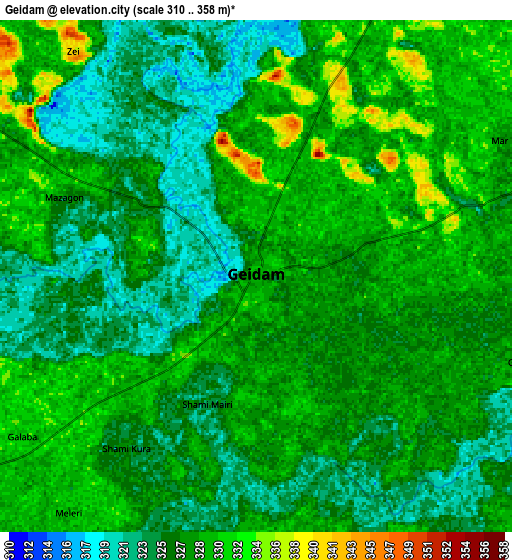 Zoom OUT 2x Geidam, Nigeria elevation map