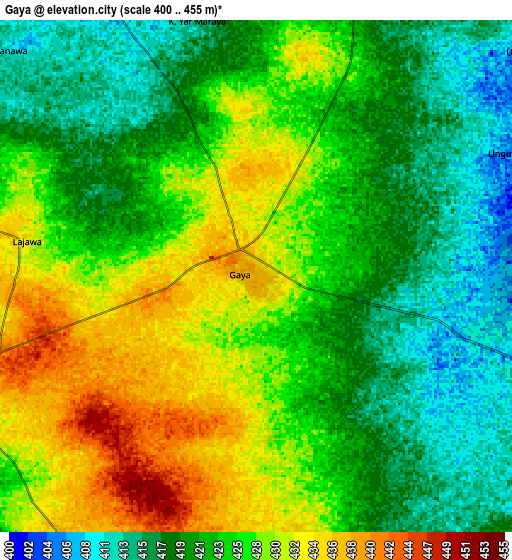 Zoom OUT 2x Gaya, Nigeria elevation map