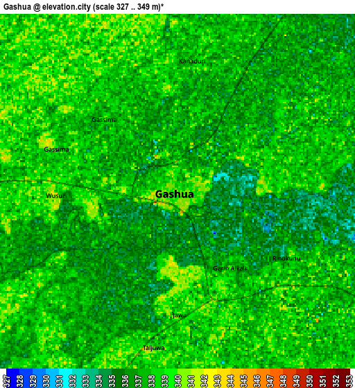 Zoom OUT 2x Gashua, Nigeria elevation map