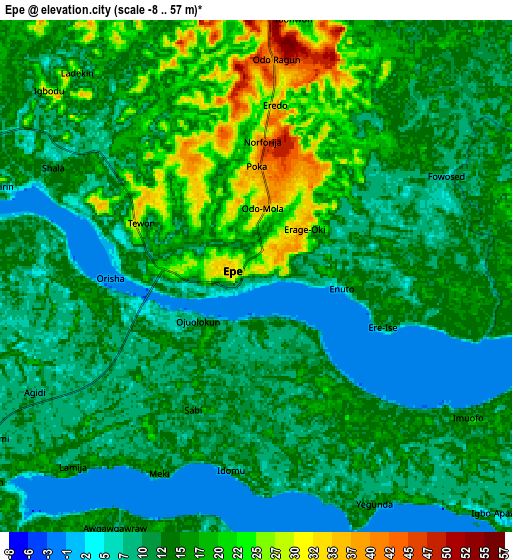 Zoom OUT 2x Epe, Nigeria elevation map