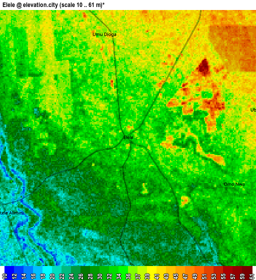 Zoom OUT 2x Elele, Nigeria elevation map
