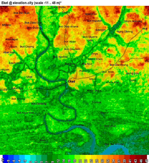 Zoom OUT 2x Eket, Nigeria elevation map