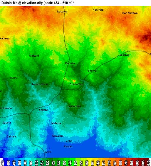 Zoom OUT 2x Dutsin-Ma, Nigeria elevation map