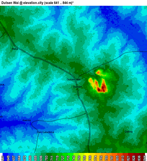 Zoom OUT 2x Dutsen Wai, Nigeria elevation map