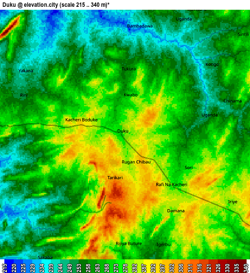 Zoom OUT 2x Duku, Nigeria elevation map