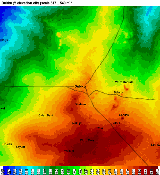 Zoom OUT 2x Dukku, Nigeria elevation map