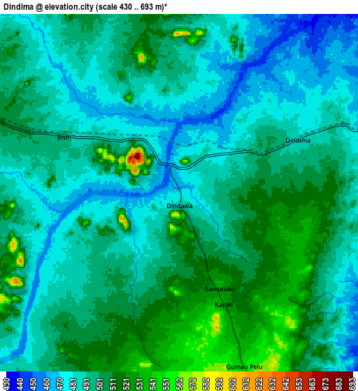 Zoom OUT 2x Dindima, Nigeria elevation map