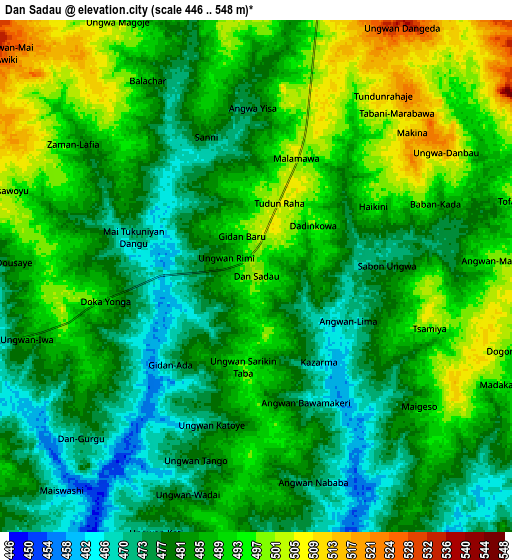 Zoom OUT 2x Dan Sadau, Nigeria elevation map