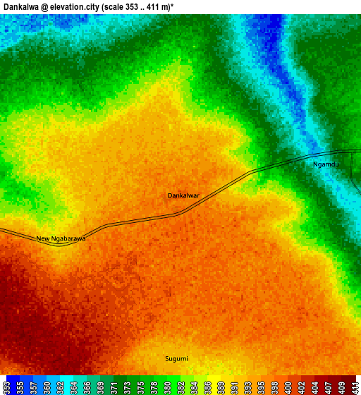 Zoom OUT 2x Dankalwa, Nigeria elevation map