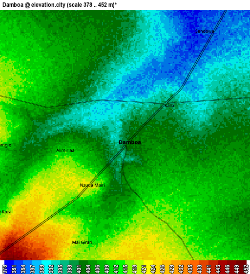 Zoom OUT 2x Damboa, Nigeria elevation map