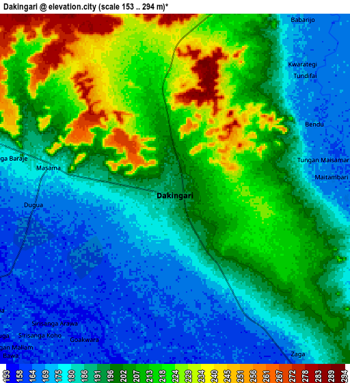 Zoom OUT 2x Dakingari, Nigeria elevation map