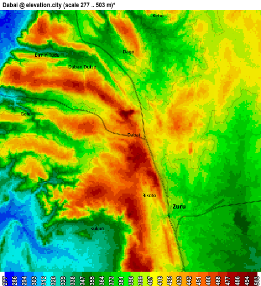 Zoom OUT 2x Dabai, Nigeria elevation map